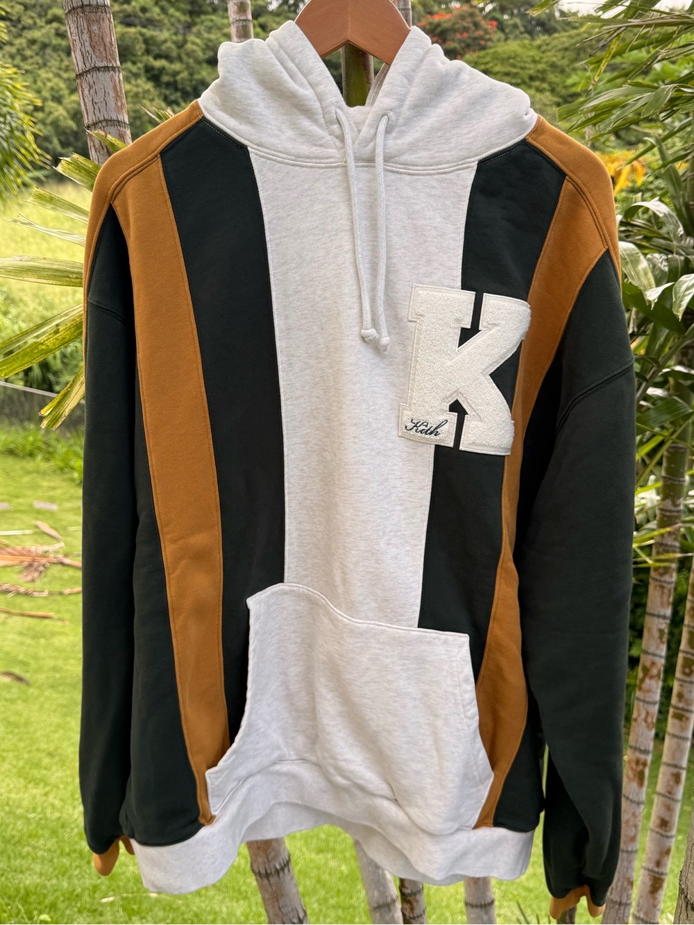 Kith Men's Colorblock Hoodie in White, Mustard, Green
